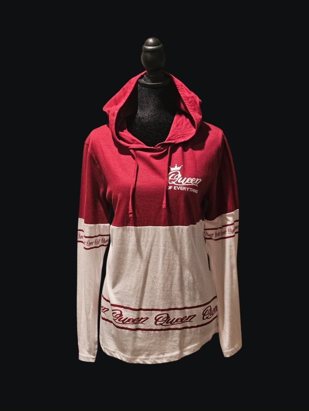 Two-Tone 'Queen' Hoodie - Burgandy & Cream